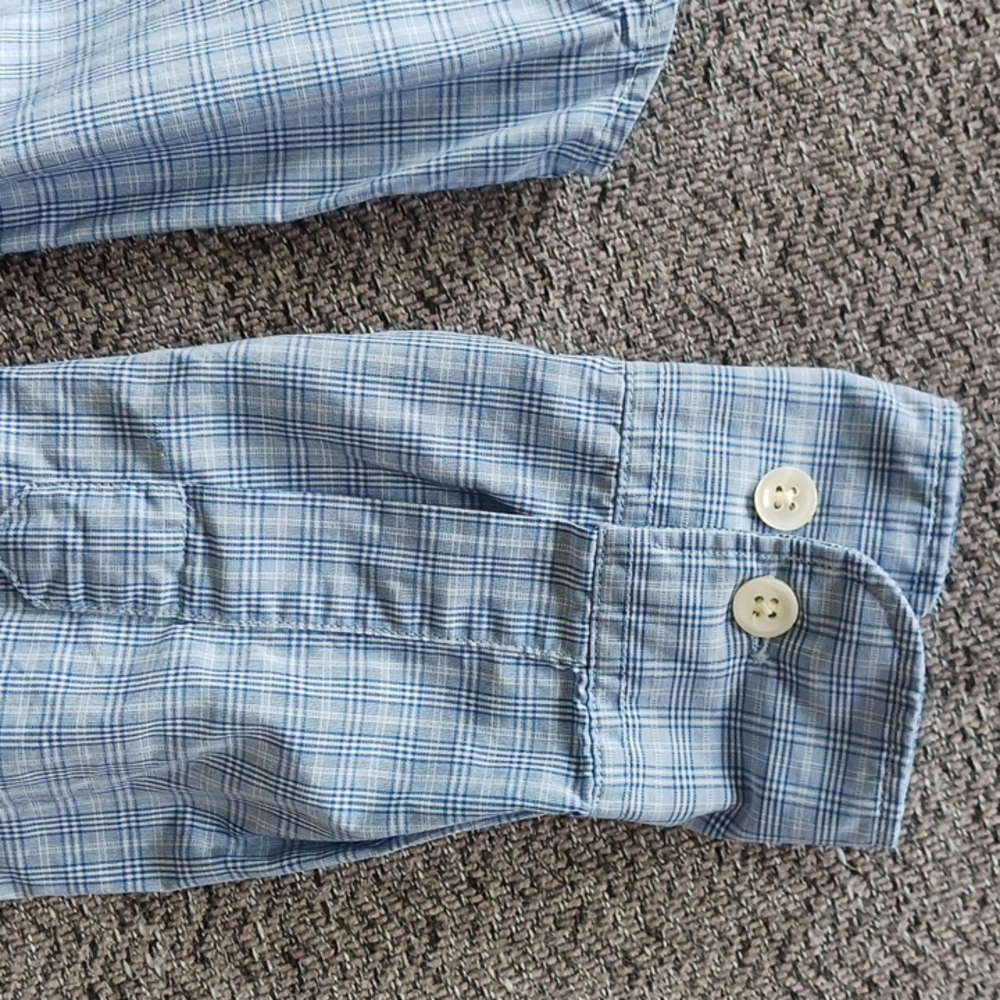 Faconnable women's blue and white plaid cotton shirt small - Picture 7 of 9